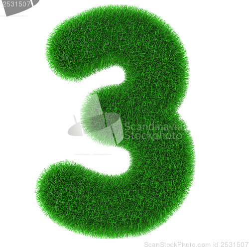 Image of Number three made of grass