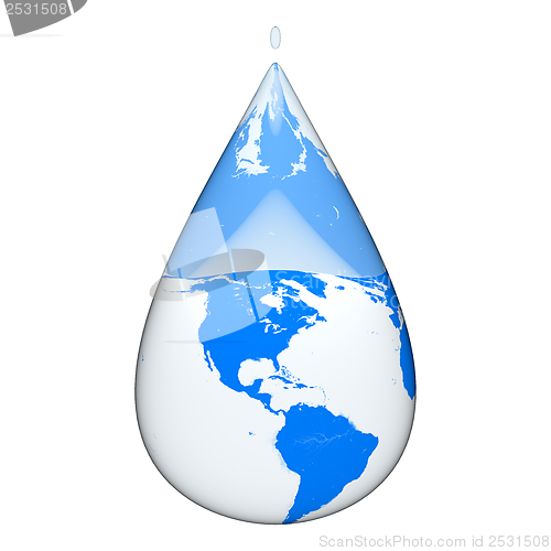 Image of Earth inside water drop