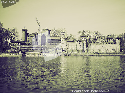 Image of Vintage sepia Castello Medievale, Turin, Italy