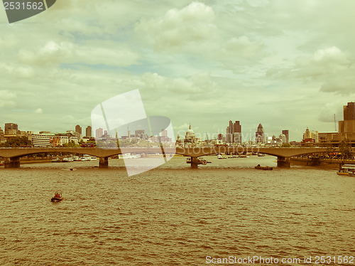 Image of Retro looking River Thames in London