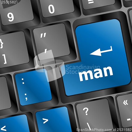 Image of man word on computer keyboard key