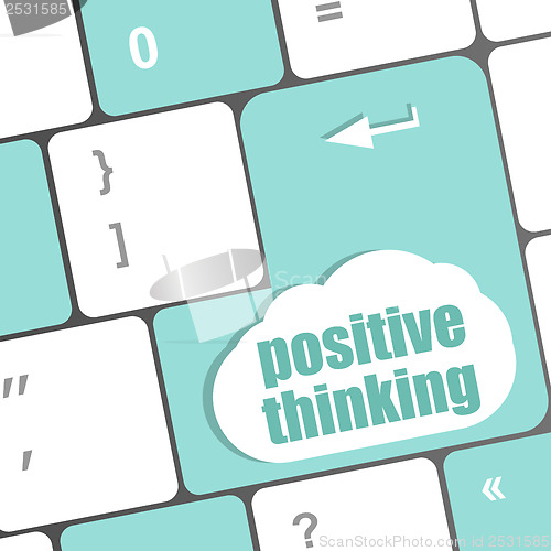 Image of positive thinking button on keyboard - social concept