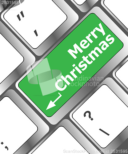 Image of merry christmas message, keyboard enter key button