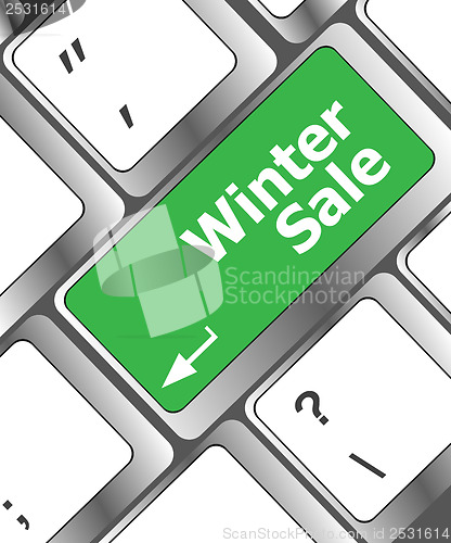 Image of winter sale on computer keyboard key button