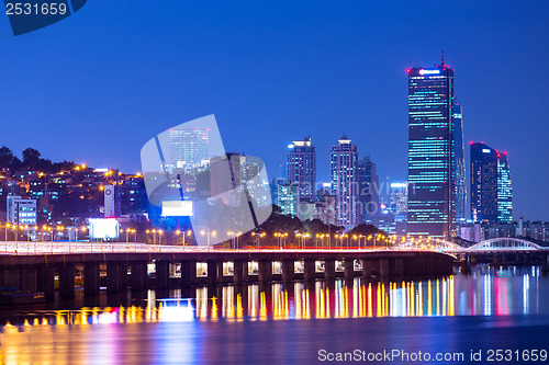 Image of Urban cityscape in Seoul at night