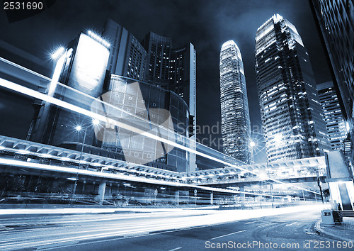 Image of Traffic trail in Hong Kong at night