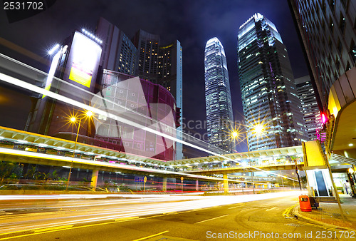 Image of Traffic trail in Hong Kong at night