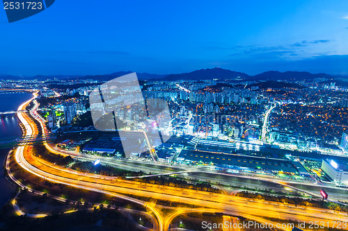 Image of Seoul cityscape in South Korea at night