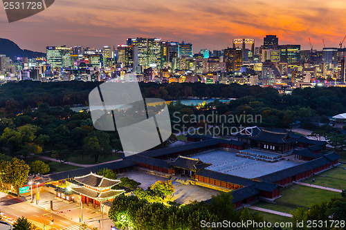 Image of Historical grand palace in Seoul city at night