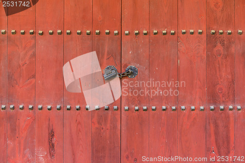 Image of Asian architecture with wooden entrance