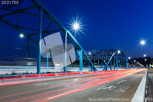 Image of Busy traffic on highway at night