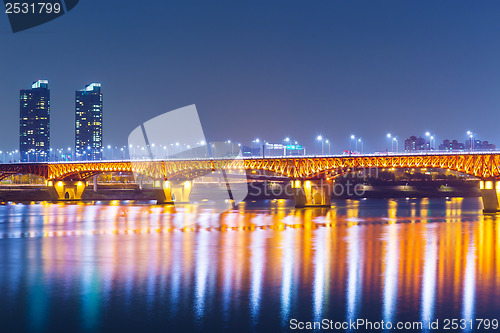 Image of Urban city in Seoul at night