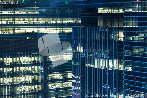 Image of Modern office building at night