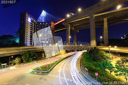 Image of Traffic trail in Hong Kong at night