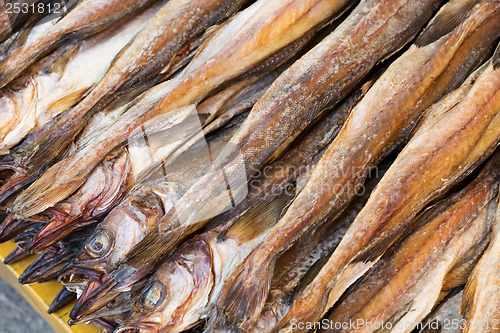 Image of Dry salty fish close up