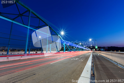 Image of Busy traffic on highway at night