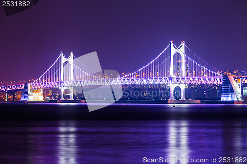 Image of Suspension bridge in Busan at night