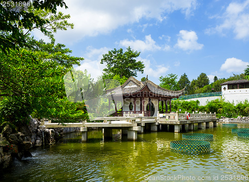 Image of Traditional chinese pavilion in garden