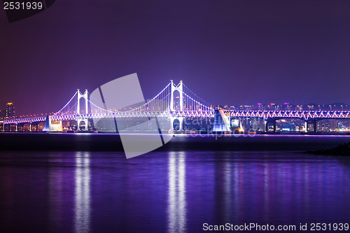 Image of Suspension bridge in Busan at night