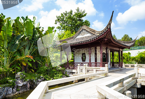 Image of Traditional chinese pavilion in garden