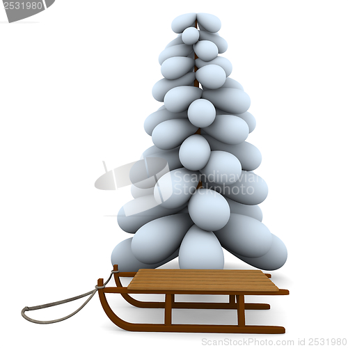 Image of Christmas tree and sledge