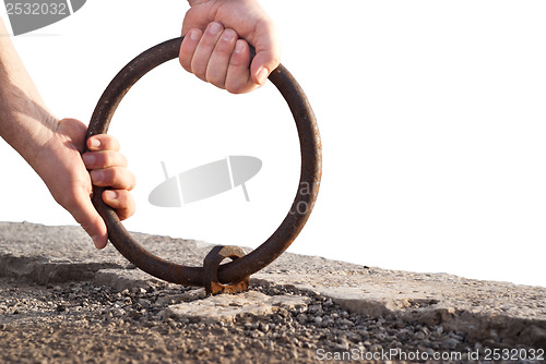 Image of hands and old ring isolated