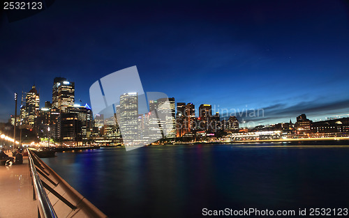 Image of Twilight cityscape Sydney Circular Quay Australia