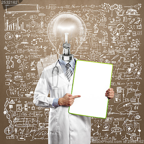 Image of Lamp Head Doctor Man With Empty Board