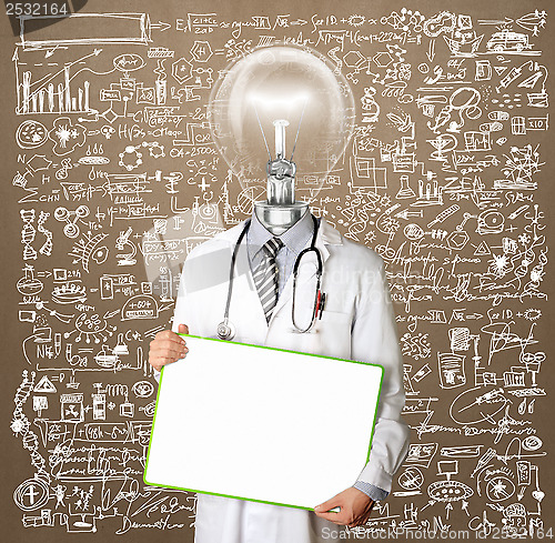 Image of Lamp Head Doctor Man With Empty Board