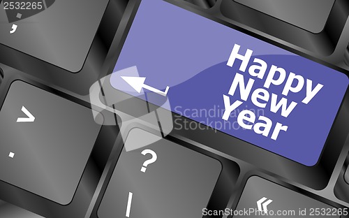 Image of happy christmas message, keyboard enter key button