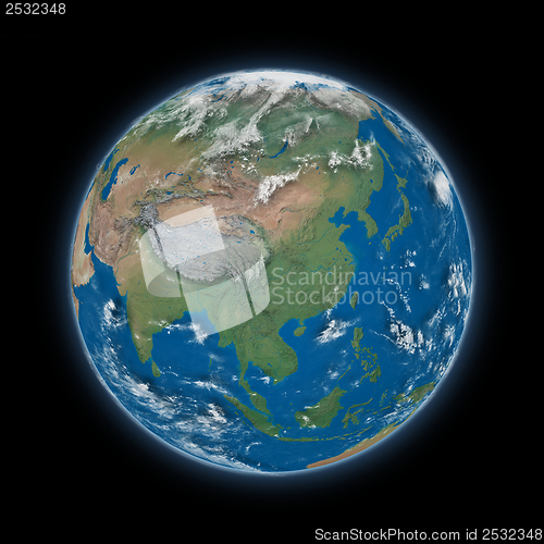 Image of Southeast Asia on planet Earth