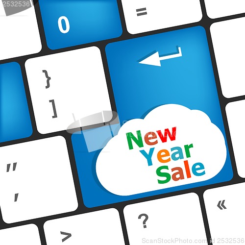 Image of Computer keyboard with holiday key - new year sale