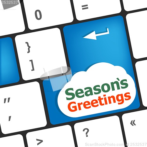 Image of Computer keyboard with greetings keys - holiday concept