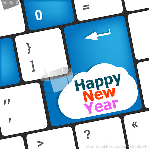 Image of happy christmas message, keyboard enter key button