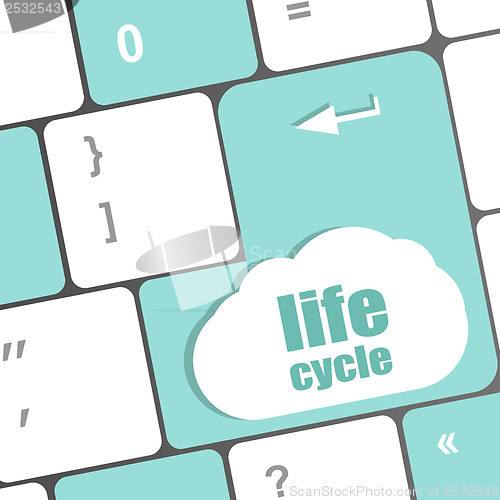 Image of life cycle on laptop keyboard key