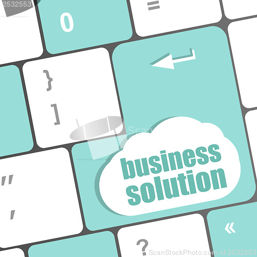 Image of Computer keyboard with business solution key. business concept