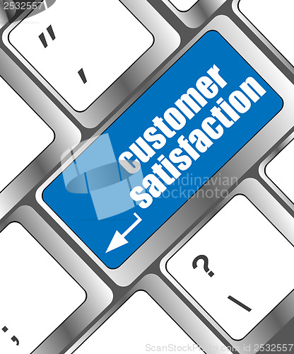 Image of customer satisfaction key word on computer keyboard