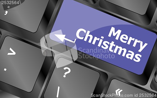 Image of merry christmas message, keyboard enter key button