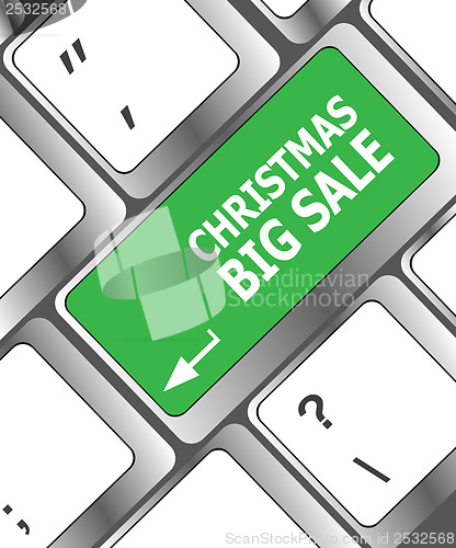 Image of christmas big sale on computer keyboard key button