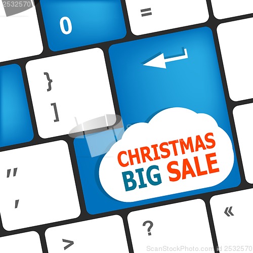 Image of christmas big sale on computer keyboard key button