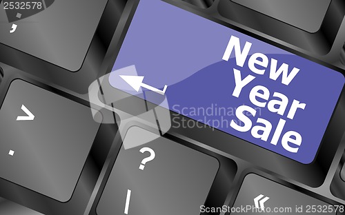 Image of Computer keyboard with holiday key - new year sale