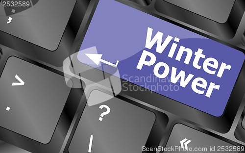 Image of winter power on computer keyboard key button
