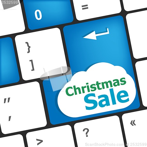 Image of christmas sale on computer keyboard key button