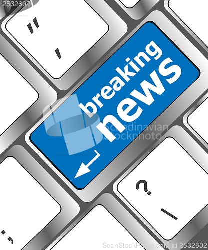 Image of breaking news button on computer keyboard pc key