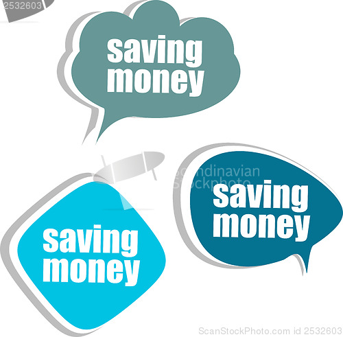 Image of saving money. Set of stickers, labels, tags. Business banners