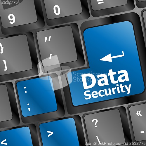 Image of data security word with icon on keyboard button
