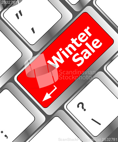 Image of winter sale on computer keyboard key button