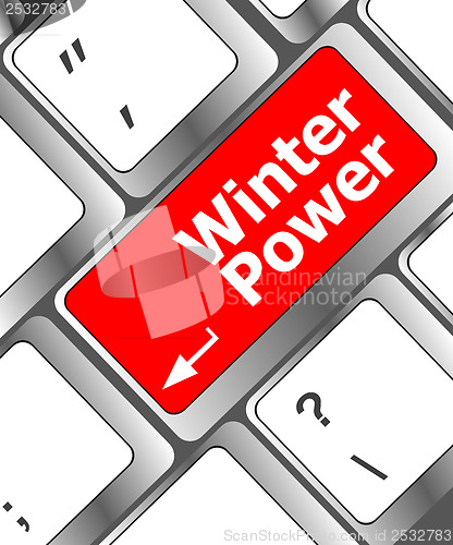 Image of winter power on computer keyboard key button