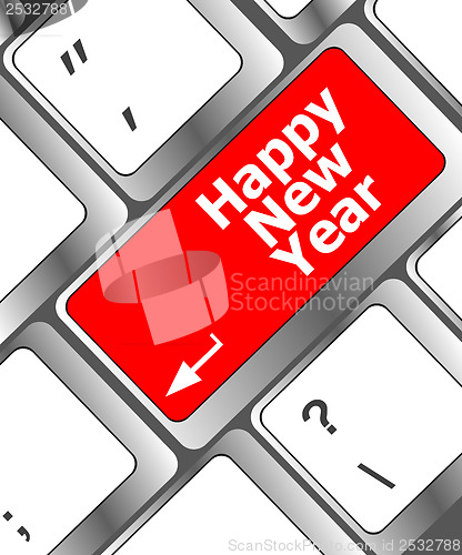 Image of happy christmas message, keyboard enter key button