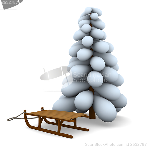 Image of Christmas tree and sledge